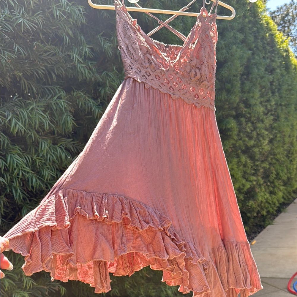 Pink Lace Strappy Dress
